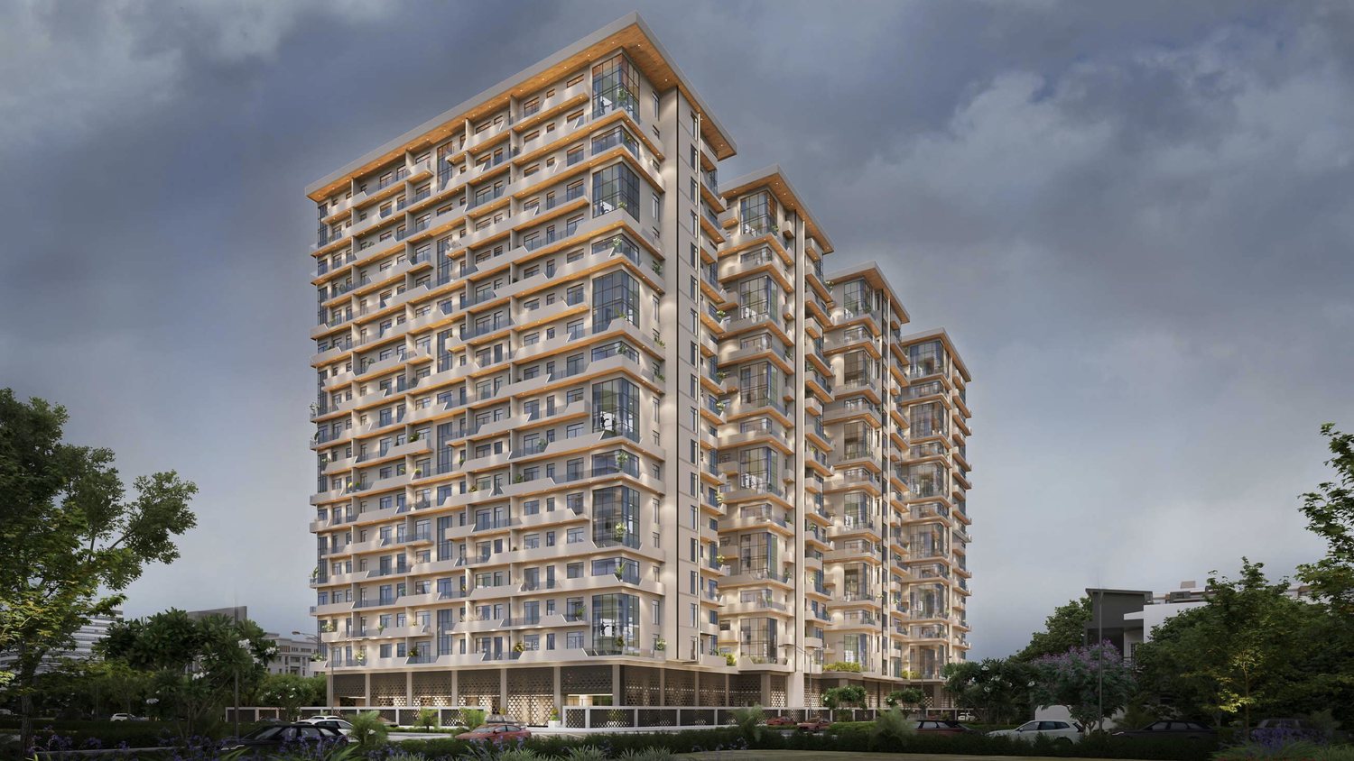 Architectural design render of a multi-story building by Temecula Interior Design
