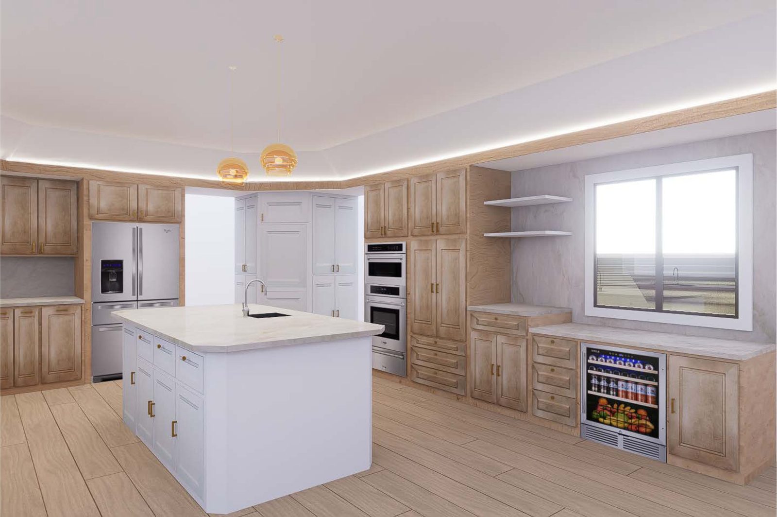 An open-concept kitchen designed and detailed by Temecula Interior Design